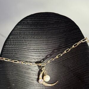 18k GP Yellow Gold Moon Pendant Necklace